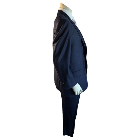INDOCHINO Bespoke Men Custom Tailored Wool Navy Suit Jacket Pants 44-46R W40xL29 - Picture 6 of 16